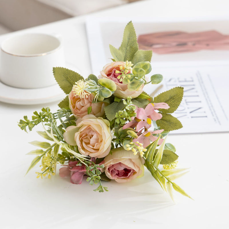 Bulk 12.6" Small Peony Mixed Flowers Bouquet Silk Flowers Artificial Wholesale