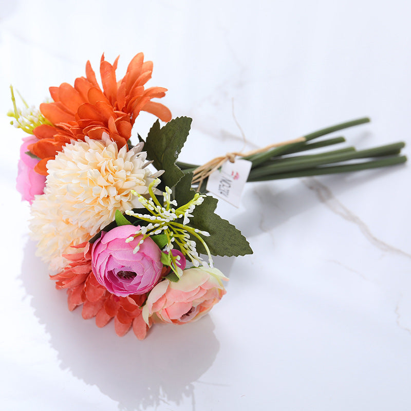 Bulk 12" Mixed Bouquet of Faux Chrysanthemum Pompon and Peony Buds Wholesale