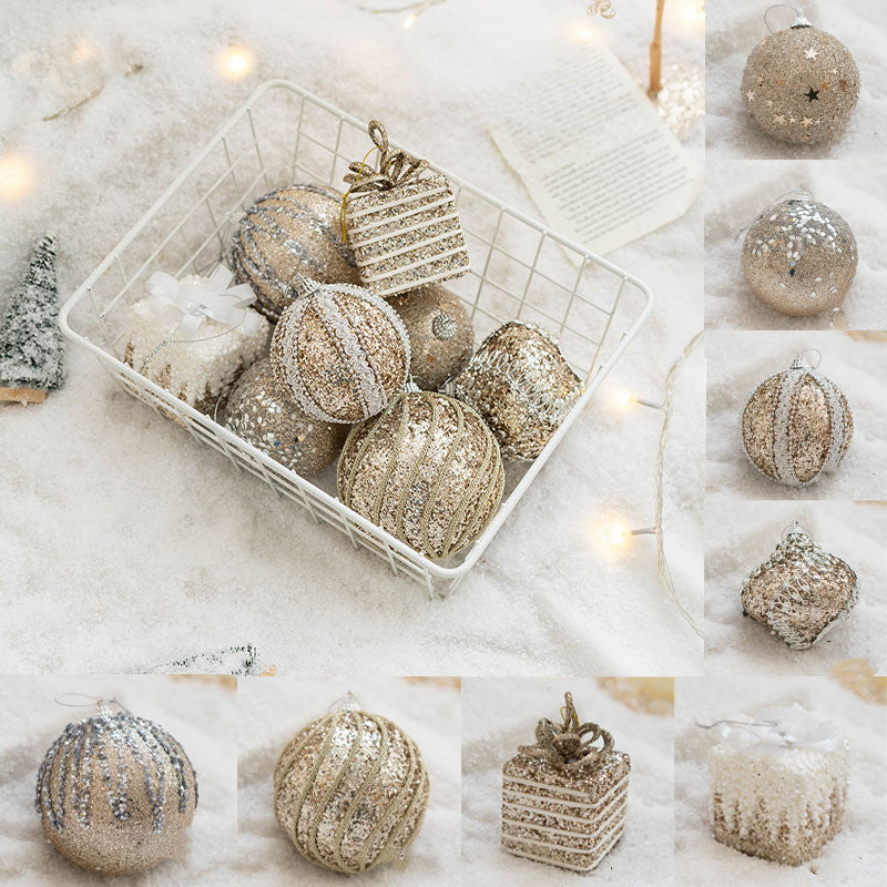 Bulk 8pcs Glitter Christmas Tree Ball Ornaments Holiday Hanging Balls Wholesale
