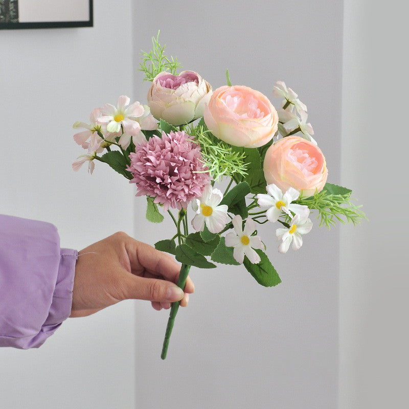 Bulk 12" Small Mixed Peony Daisy Mum Bush Bouquet for Table Floral Arrangements Wholesale