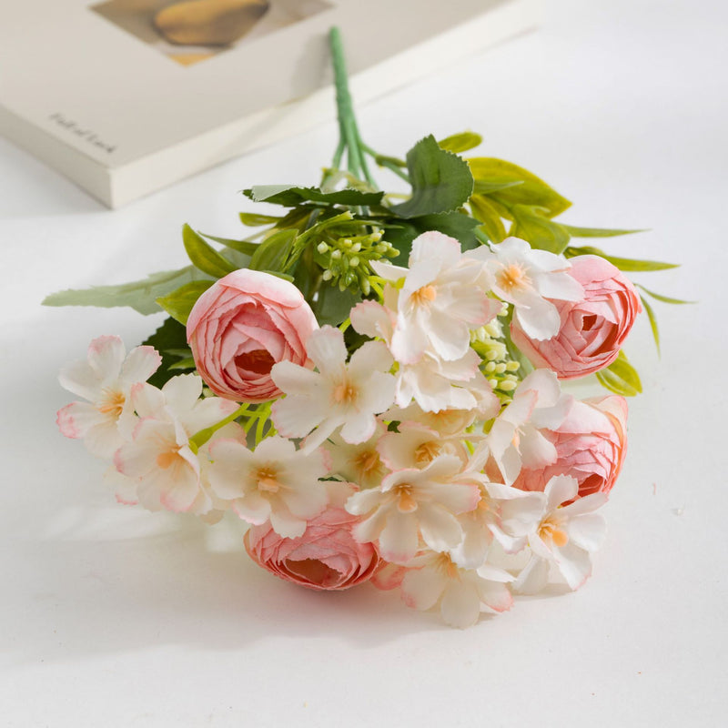 Bulk 11.5" Small Peony Buds Bush with Wildflowers Bouquet Wedding Flowers Wholesale