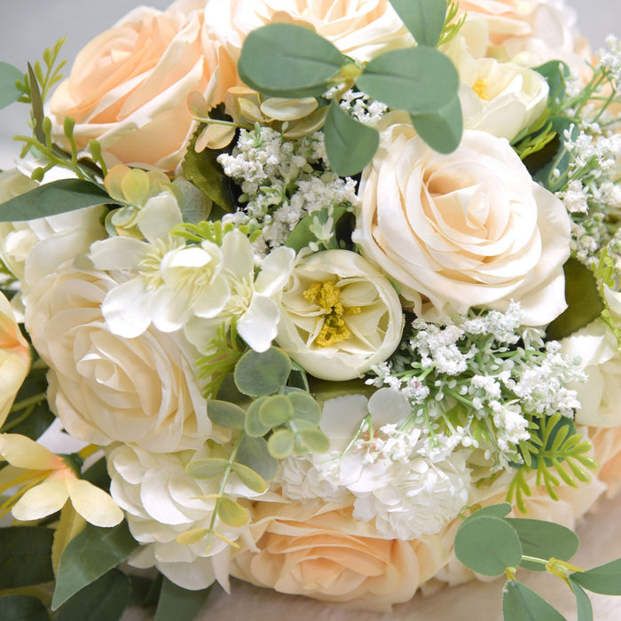 Bulk Champagne White Cascade Bouquet Wedding Bouquets for Bride Wholesale
