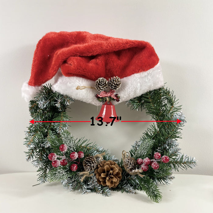 Bulk Christmas Hat Wreath with Berries Cones Bell Wholesale