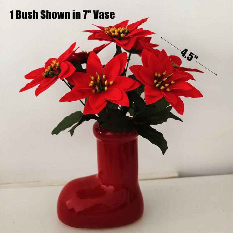 Bulk Artificial Poinsettia Christmas Bouquet, Premium Holiday Decoration, Perfect for Christmas Yard Decor, Indoor Tabletop/Entryway Ornament