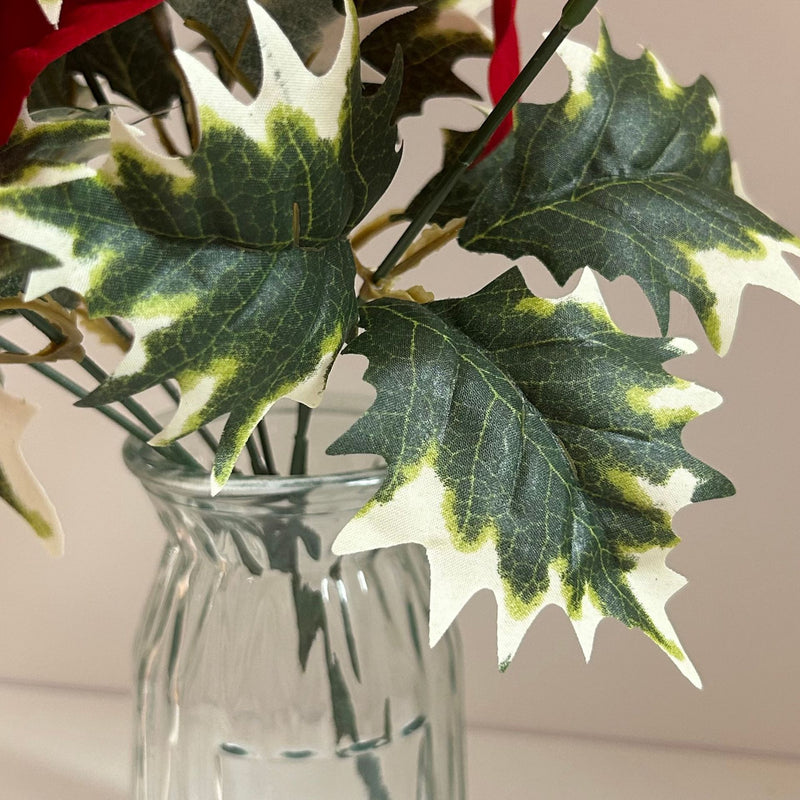 Bulk 13.7" Christmas Artificial Poinsettia Bouquet - Velvet Fabric Flowers, Festive Home Decoration Wholesale