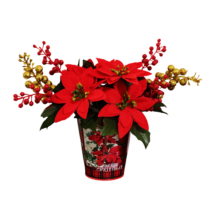 Bulk 11" Glitter Artificial Poinsettia Arrangement Christmas Decor Wholesale