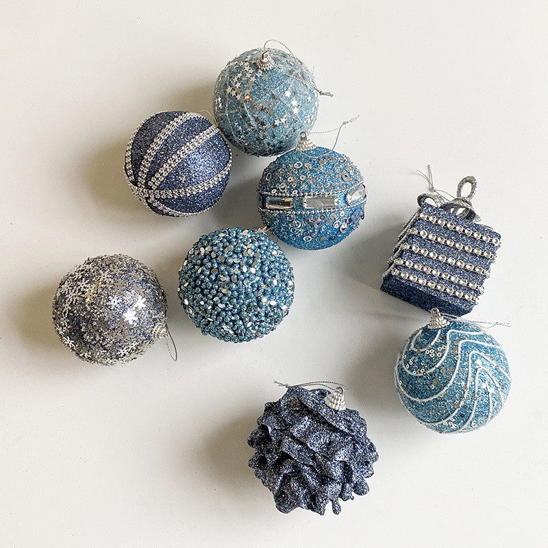 Bulk 8pcs Glitter Christmas Tree Ball Ornaments Holiday Hanging Balls Wholesale