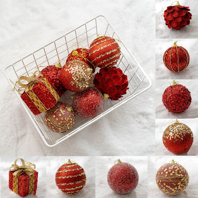 Bulk 8pcs Glitter Christmas Tree Ball Ornaments Holiday Hanging Balls Wholesale