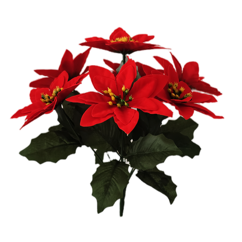 Bulk Artificial Poinsettia Christmas Bouquet, Premium Holiday Decoration, Perfect for Christmas Yard Decor, Indoor Tabletop/Entryway Ornament