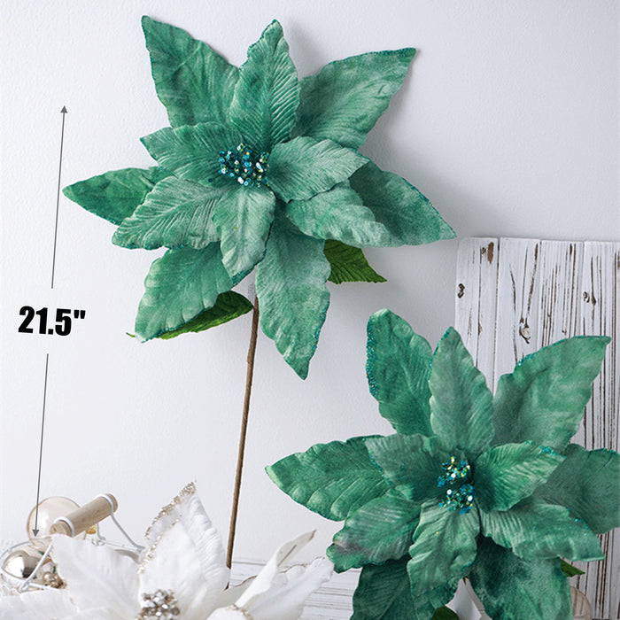 Bulk Exclusive Large Poinsettia Stems for Christmas Mall Prop Decoration Wholesale