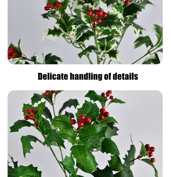 Bulk Exclusive 16.5 inches Tall Christmas Holy Berries Bush With Leaves Christmas Plants Wholesale