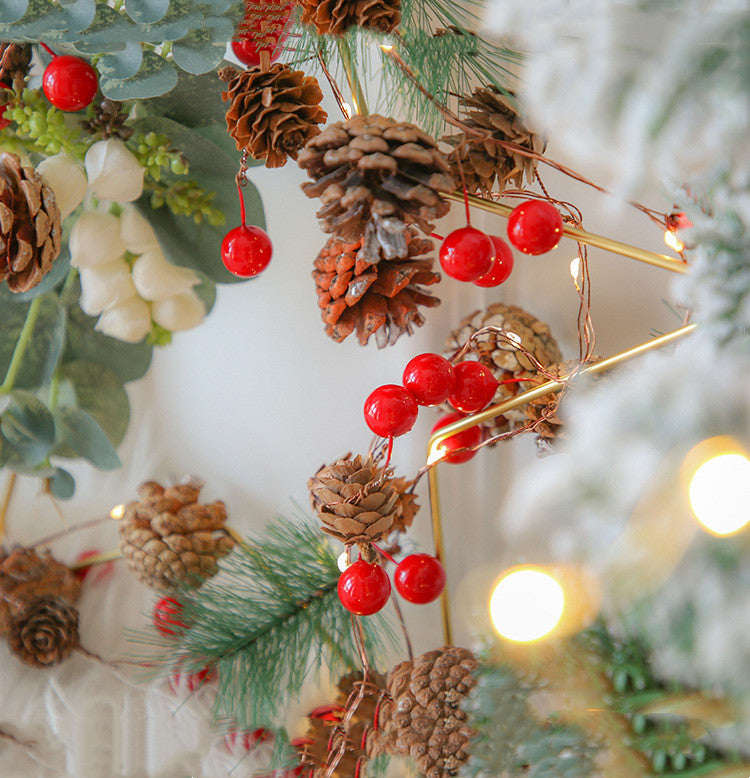 Bulk 6.5FT Pre-lit Christmas Led Lights String Garland with Pinecone and Berries Wholesale