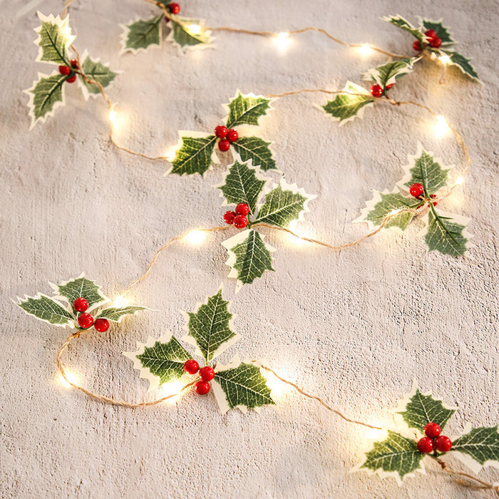 Bulk 6.5FT Pre-lit Christmas Led Lights String Garland with Pinecone and Berries Wholesale