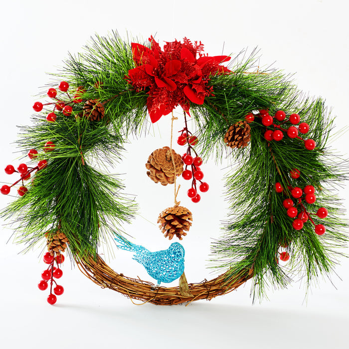 Bulk 15" Christmas Wreath With Birds Wholesale