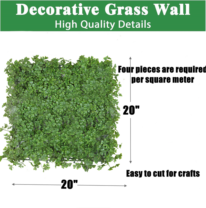 Bulk Grass Wall 20"x20" Clover Lucky Greenery Wall Panel UV Protected Wholesale