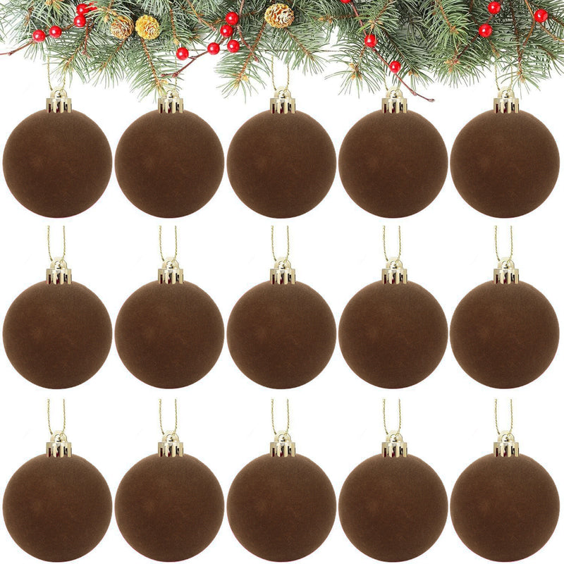 Bulk 15pcs 2.3" Velvet Christmas Ball Ornaments - Soft Plush Holiday Tree Decor Wholesale
