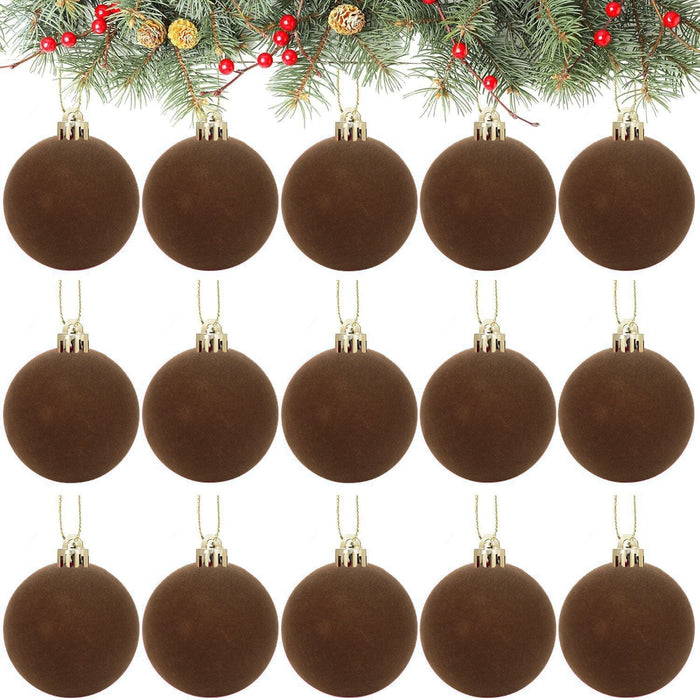 Bulk 15pcs 2.3" Velvet Christmas Ball Ornaments - Soft Plush Holiday Tree Decor Wholesale