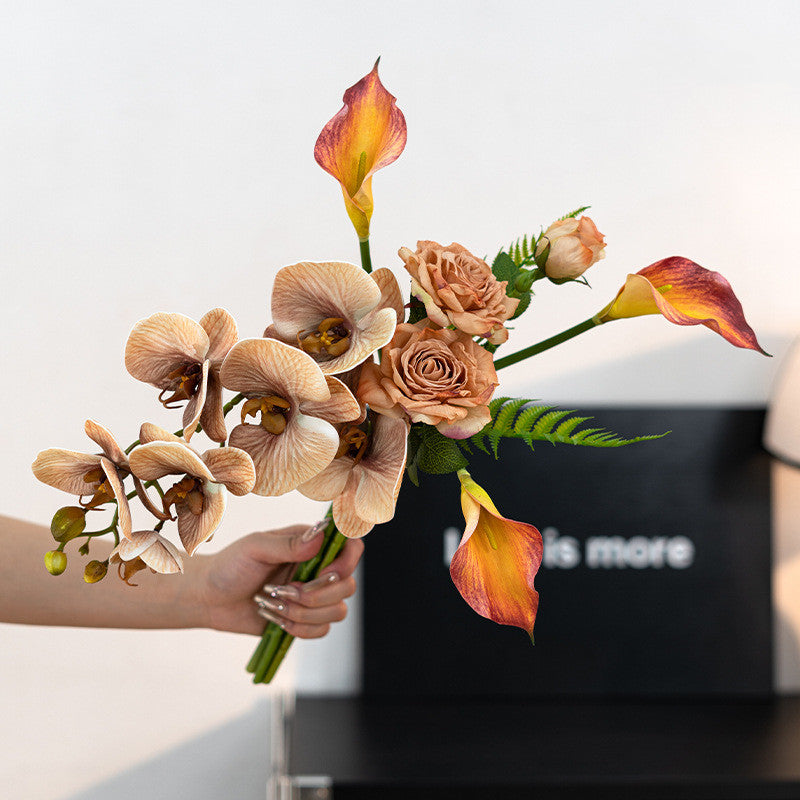 Bulk 20" Stylish Pre-Arranged Artificial Silk Phalaenopsis Orchid Bouquet Floral Arrangement Wholesale