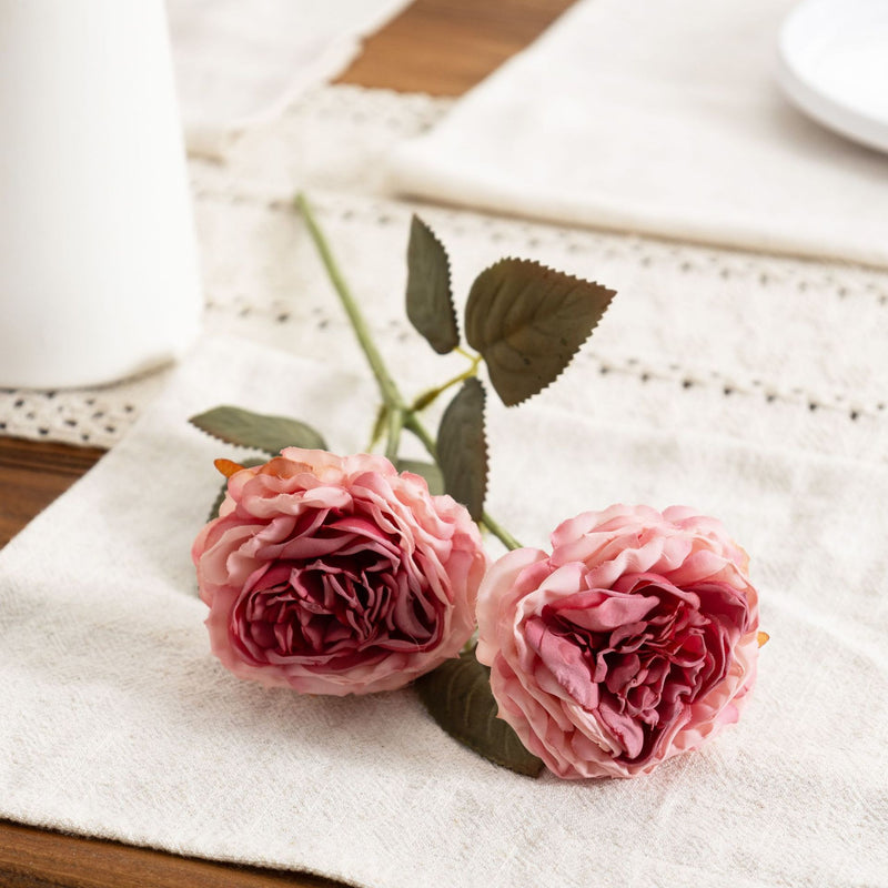 Bulk Realistic Silk Austin Roses Burnt Edge Artificial Flowers for Wedding Arch, Home Decoration, Table Arrangements, DIY Floral Projects Wholesale