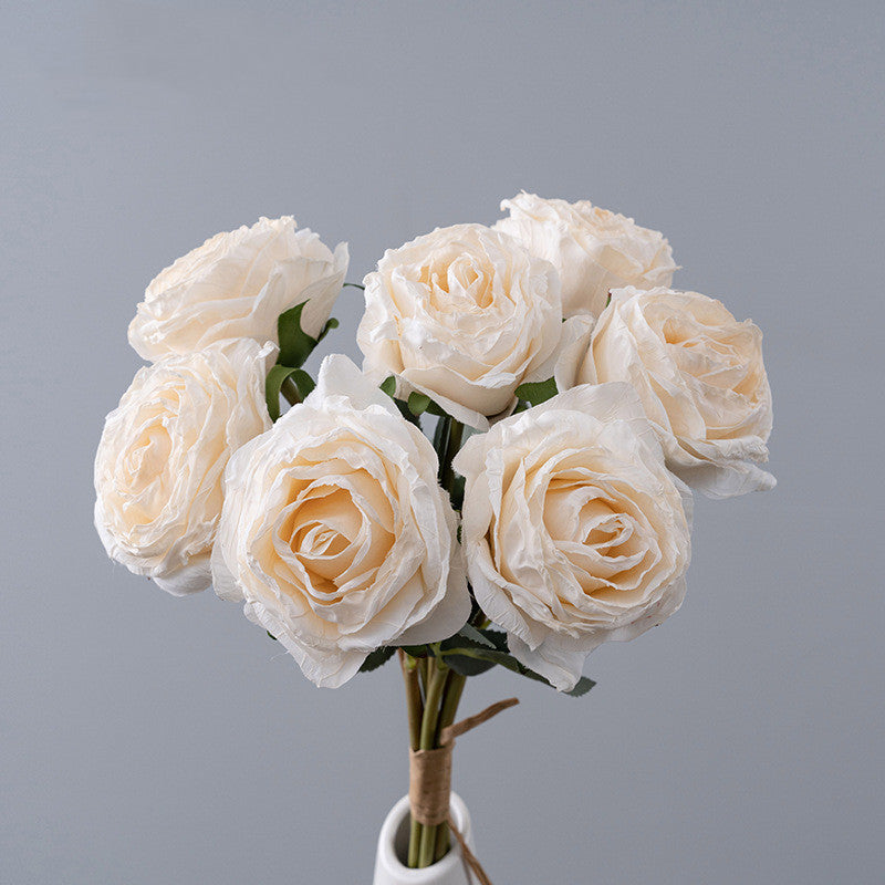 Bulk 16.9" Artificial Burnt-Edge Rose Bouquet - Fake Fall Roses for Autumn Decor, Home, Thanksgiving & Harvest Displays Wholesale