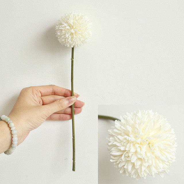 Bulk 11.4" Artificial Silk Pompon Mums Chrysanthemums with Stems Artificial Kiku Flowers Wholesale