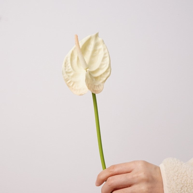 Premium 15" Real Touch Anthurium Stem - Lifelike Floral Arrangements for Weddings & Home Decor