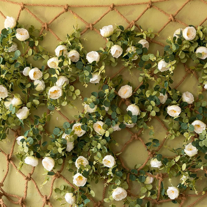 Bulk 2 Pack Artificial Peony Flower Garlands Eucalyptus Garlands with Peony Wholesale