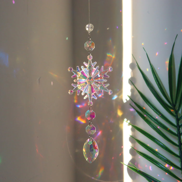 Bulk 3Pcs Artificial Crystal Snowflake Christmas Ornaments Clear Hanging Glitter Ornaments Wholesale