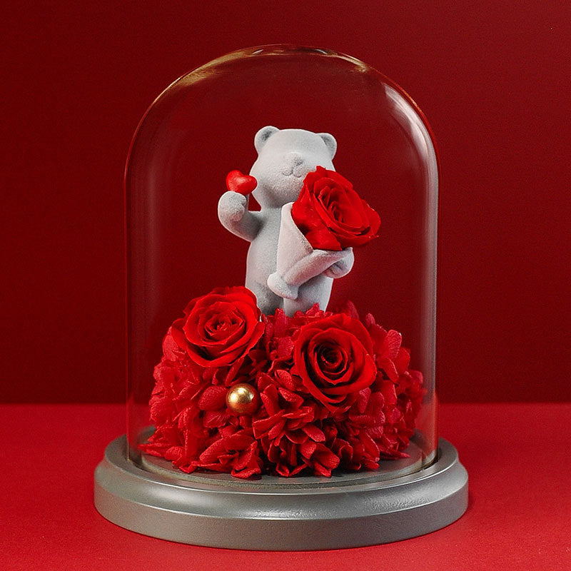 Bulk Preserved Rose with Cute Teddy Bear Valentine’s Day Gifts for Her Wholesale