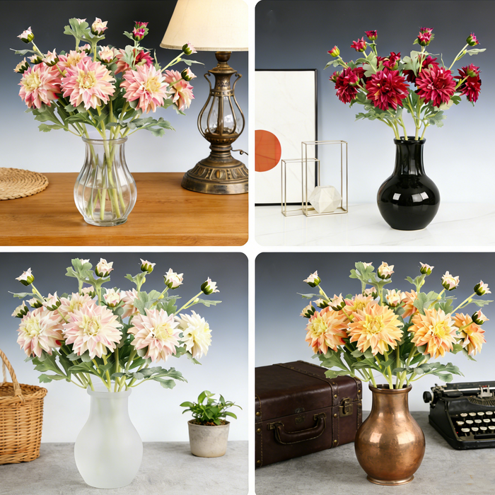 Premium 24" Real Touch Dahlia - Lifelike Silk Floral Arrangements for Weddings & Home Decor