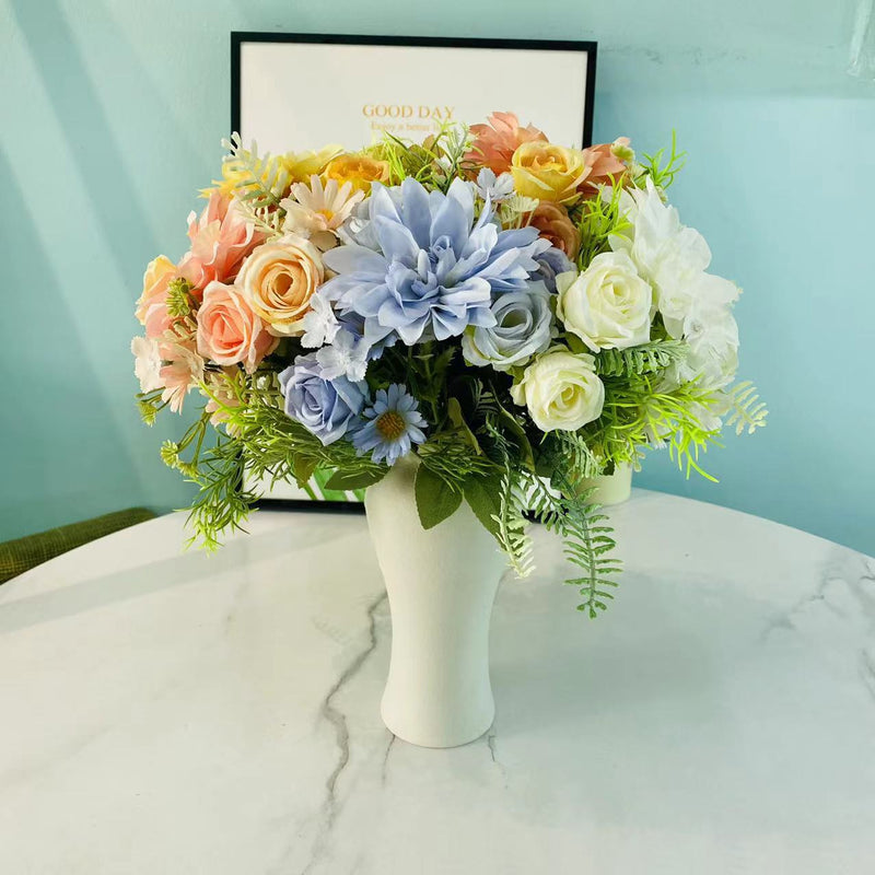 Bulk 12" Mini Size Dahlia Mix Bush Rose Silk Flowers Artificial Wholesale