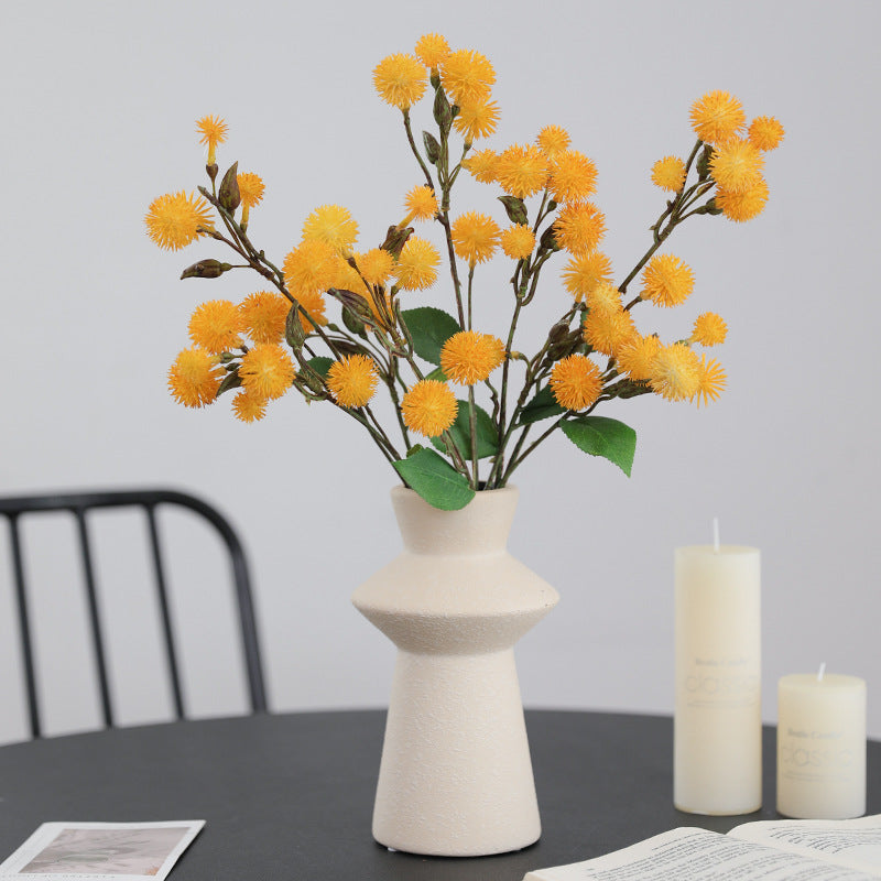 Branches de boules de pissenlit en vrac de 20 pouces Tiges de fleurs artificielles florales vertes d'été Jaune Vente en gros