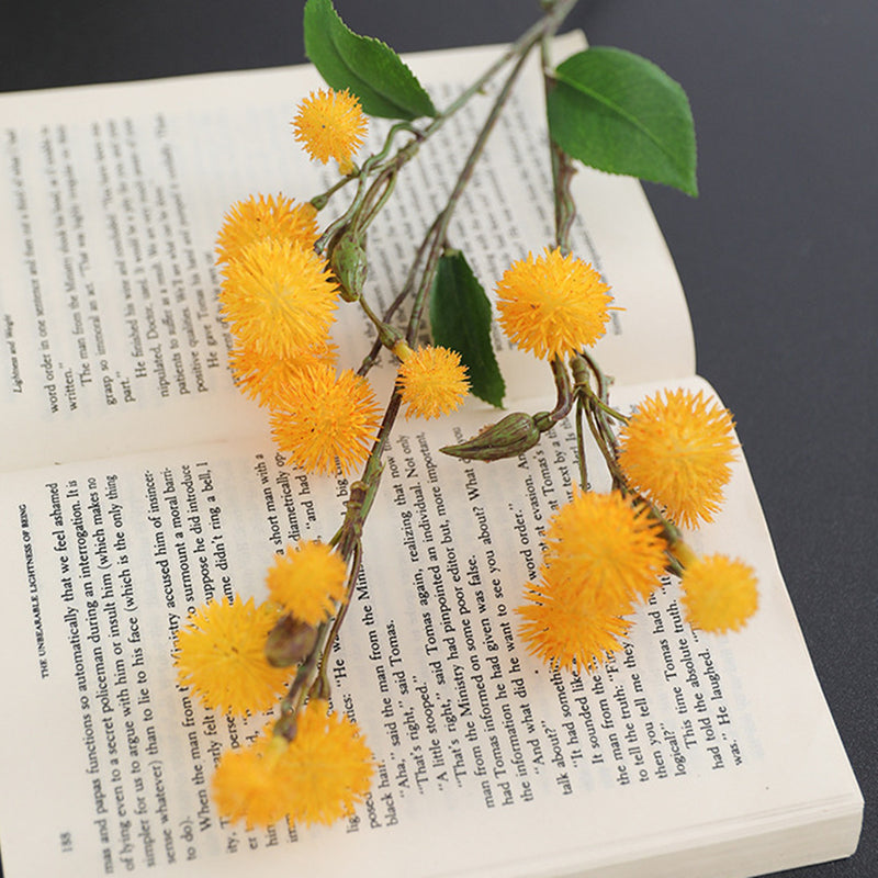 Branches de boules de pissenlit en vrac de 20 pouces Tiges de fleurs artificielles florales vertes d'été Jaune Vente en gros