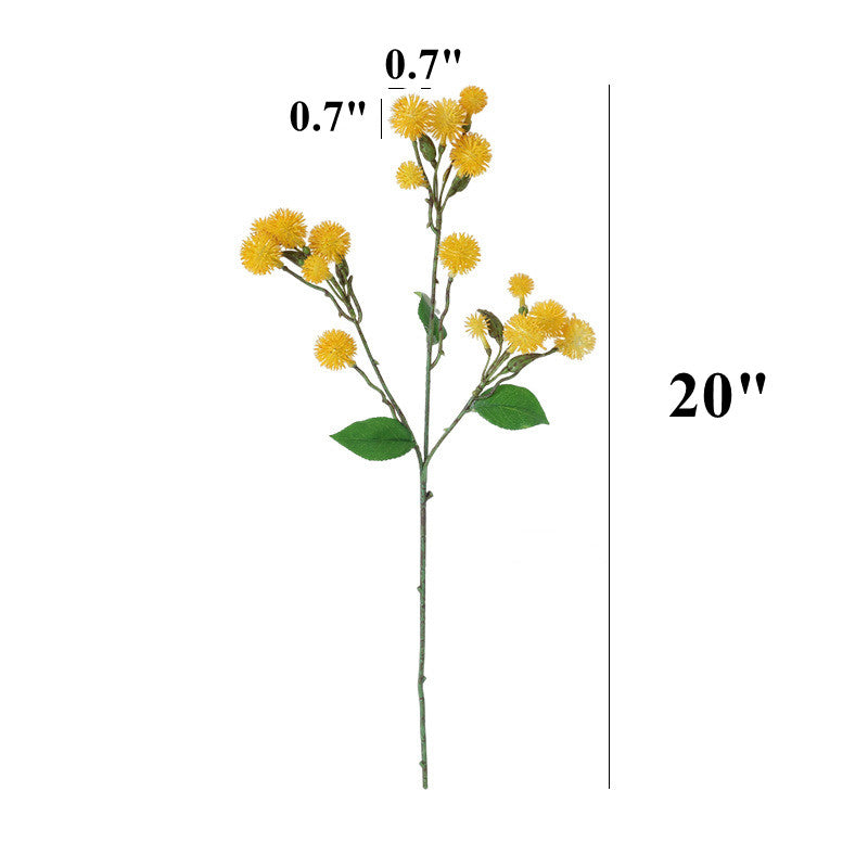 Branches de boules de pissenlit en vrac de 20 pouces Tiges de fleurs artificielles florales vertes d'été Jaune Vente en gros