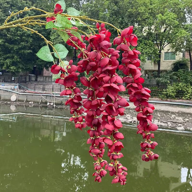 Tiges de glycine extra longues exclusives en vrac Fleurs artificielles suspendues violettes pour grands vases en gros 