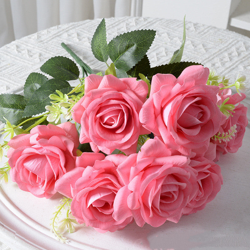 Bulk 13.5" Rose Bush Bouquet Faux Silk Rose Flowers Wholesale