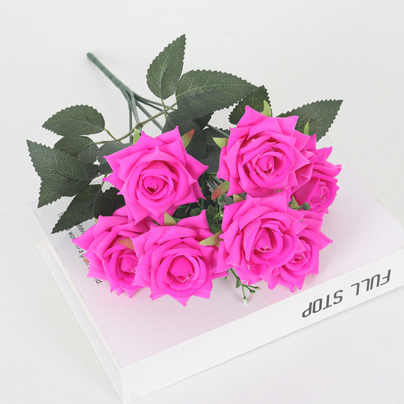 Bulk 11 Colors 14" Blooming Velvet Rose Bush Stems Velvet Artificial Flowers Wholesale