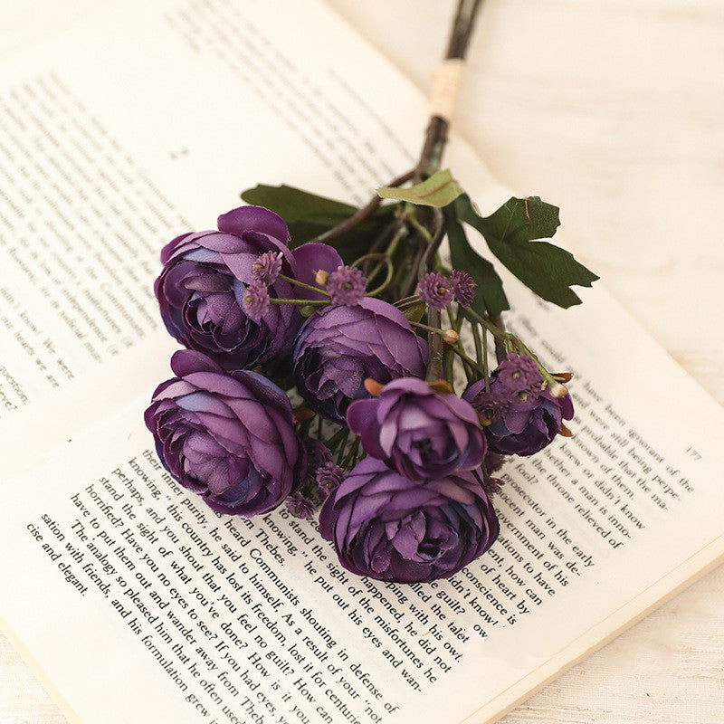 Bulk 12.5" Artificial Autumn Ranunculus Bouquet Realistic Fall Flowers for Fall Decor Thanksgiving Tabletop Wreath DIY Wholesale