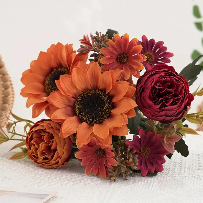 Bulk 12" Artificial Mums Silk Chrysanthemum Rose Sunflowers Daisy Bush Bouquet Wholesale