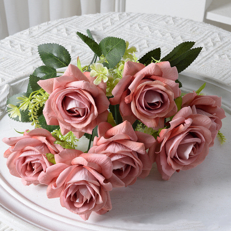 Bulk 13.5" Rose Bush Bouquet Faux Silk Rose Flowers Wholesale