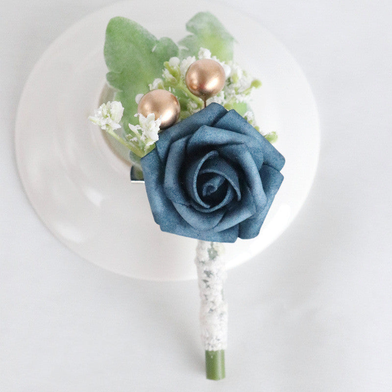 Boutonniere de rosas a granel de 5 "para boda de hombres con alfileres al por mayor