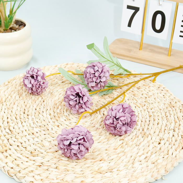 Bulk 19.6" Artificial Chrysanthemum Pom Ball Flower Branches Wholesale