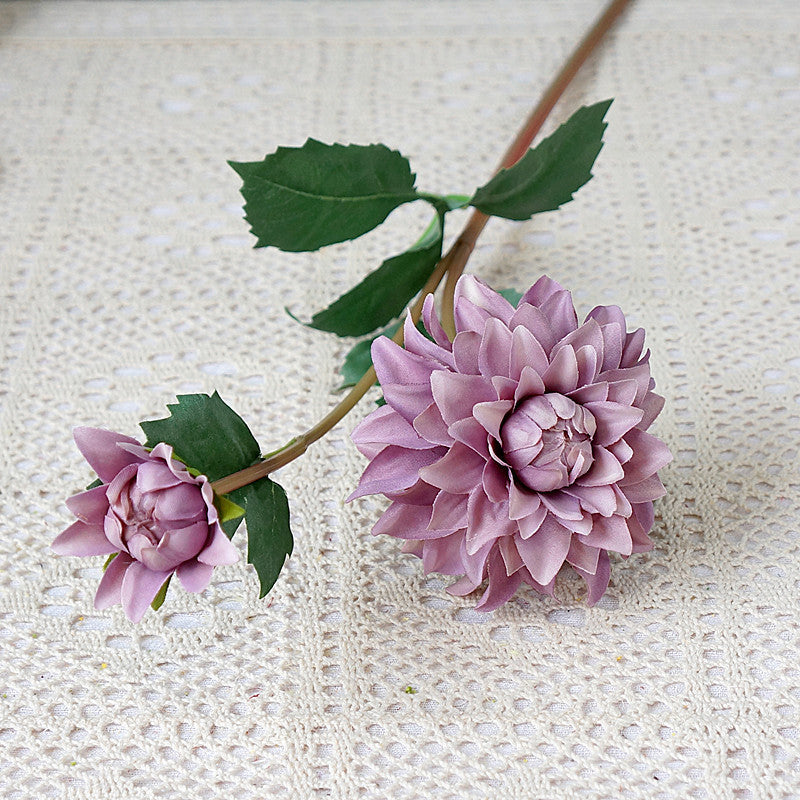 Tiges de dahlia d'automne en vrac 21" Fleurs violettes Décoration d'automne artificielle en gros