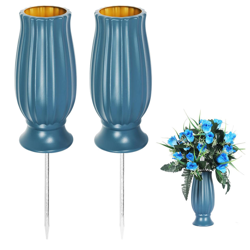 Bulk Upgraded 2pcs No Leaks Control Cemetery Vases with Spikes for Fresh Flowers Artificial Flowers Wholesale
