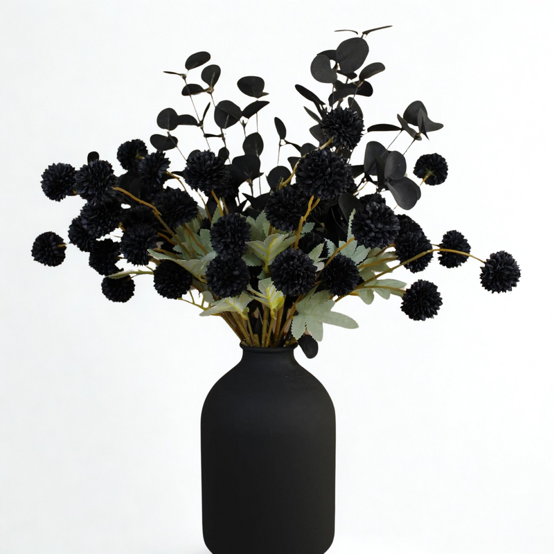 10 Stems Realistic Artificial Silk Mums - Neutral Beige & Eucalyptus Floral Set for Vase Arrangements (Soft Texture, Great Value）