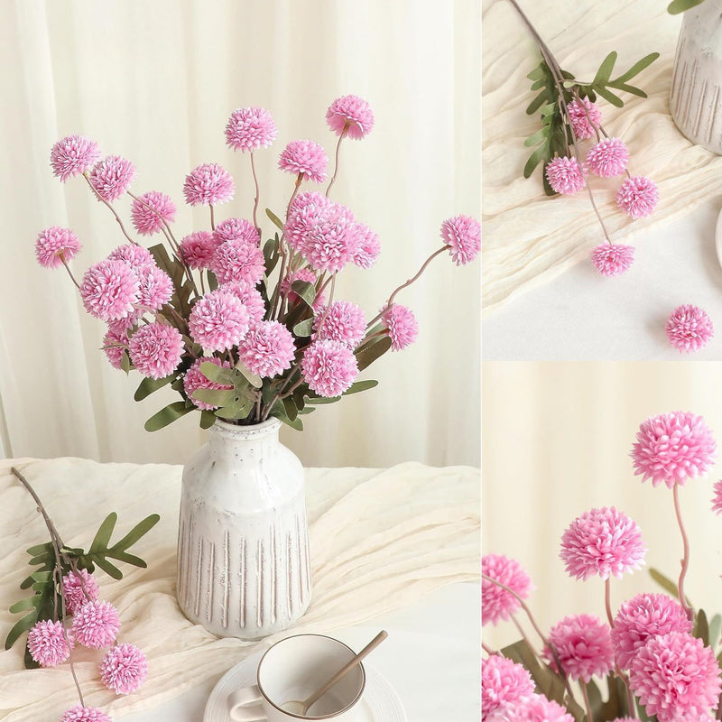 5Pcs Realistic Artificial Pompon Mums - Premium Silk Chrysanthemums for DIY Bouquets & Wedding Decor (Beige, Ready-to-Use, Great Value)