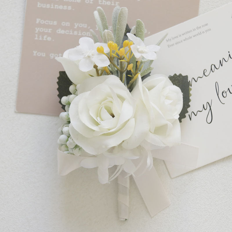 Bulk White Corsage and Boutonniere Rustic Vintage Weddings Proms Wholesale