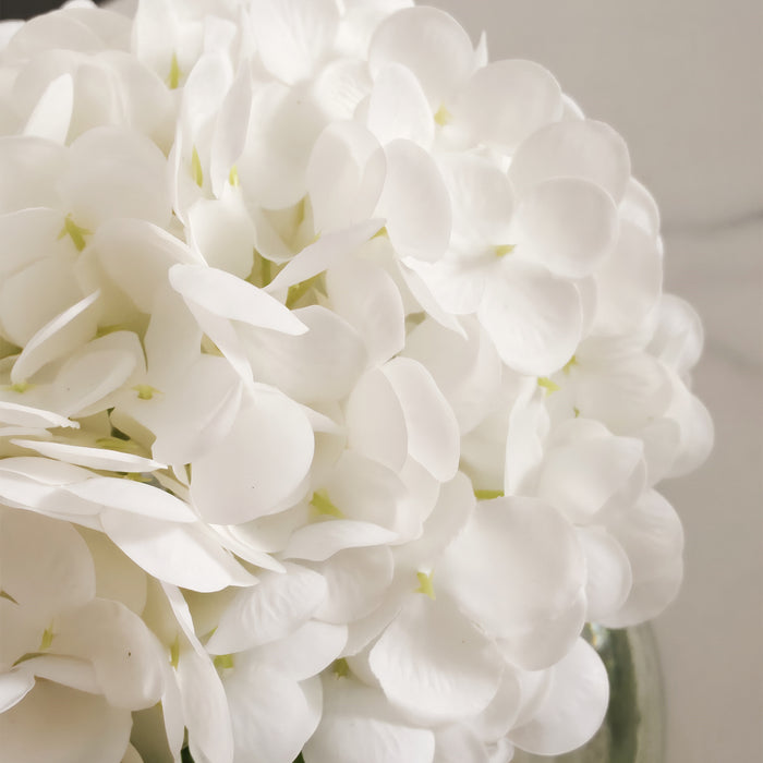 Bulk Real Touch Artificial Hydrangea Arrangement in Glass Vase with Faux Clear Water Wholesale