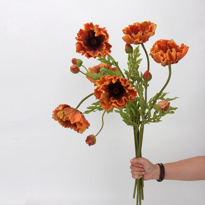 Bulk Exclusive 25 inches Tall Autumn Burnt Poppy Spray Stems Fall and Winter Decoration Wholesale