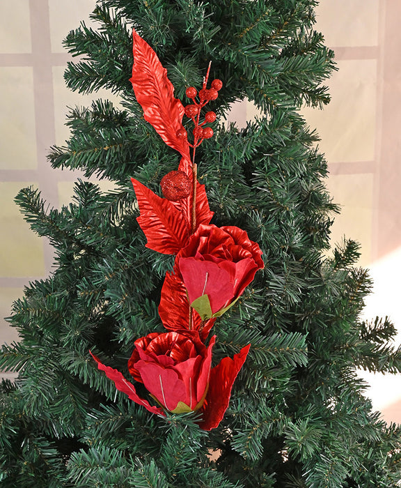 Bulk 35 inches Tall Extra Long Glitter Rose Christmas Stem Ornaments Wholesale